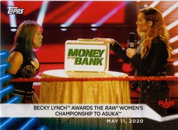 2021 Topps WWE Women's Division - Blue #16 Becky Lynch Awards the Raw Women's Championship to Asuka Front