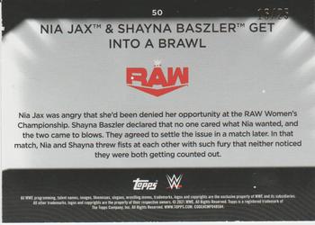 2021 Topps WWE Women's Division - Blue #50 Nia Jax & Shayna Baszler Get into a Brawl Back