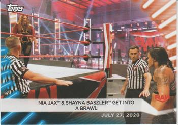 2021 Topps WWE Women's Division - Blue #50 Nia Jax & Shayna Baszler Get into a Brawl Front