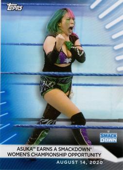 2021 Topps WWE Women's Division - Blue #58 Asuka Earns a SmackDown Women's Championship Opportunity Front