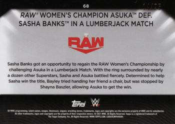 2021 Topps WWE Women's Division - Blue #68 Raw Women’s Champion Asuka def. Sasha Banks in a Lumberjack Match Back