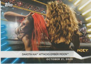 2021 Topps WWE Women's Division - Blue #84 Dakota Kai Attacks Ember Moon Front
