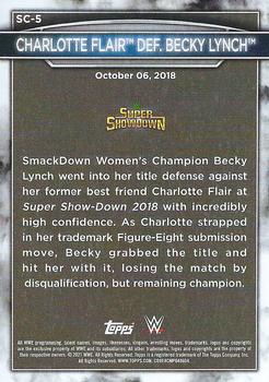 2021 Topps WWE Women's Division - 5th Anniversary Women’s Championship Tribute SmackDown #SC-5 Charlotte Flair def. Becky Lynch Back