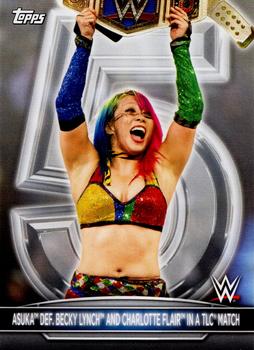 2021 Topps WWE Women's Division - 5th Anniversary Women’s Championship Tribute SmackDown #SC-7 Asuka def. Becky Lynch and Charlotte Flair in a TLC Match Front