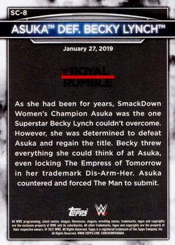 2021 Topps WWE Women's Division - 5th Anniversary Women’s Championship Tribute SmackDown #SC-8 Asuka def. Becky Lynch Back