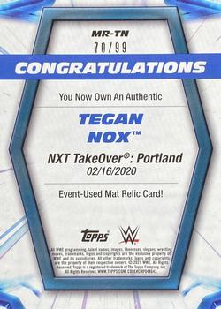 2021 Topps WWE Women's Division - Mat Relics Purple #MR-TN Tegan Nox Back