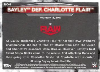 2021 Topps WWE Women's Division - 5th Anniversary Women's Championship Tribute Raw #RC-4 Bayley def. Charlotte Flair Back