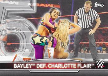 2021 Topps WWE Women's Division - 5th Anniversary Women's Championship Tribute Raw #RC-4 Bayley def. Charlotte Flair Front