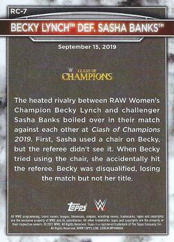 2021 Topps WWE Women's Division - 5th Anniversary Women's Championship Tribute Raw #RC-7 Becky Lynch def. Sasha Banks Back