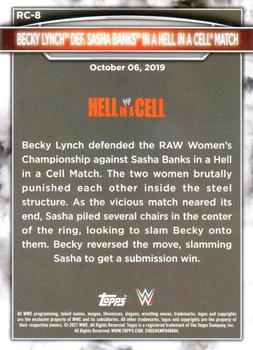 2021 Topps WWE Women's Division - 5th Anniversary Women's Championship Tribute Raw #RC-8 Becky Lynch def. Sasha Banks in a Hell in a Cell Match Back