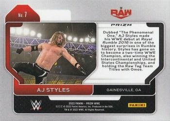 2022 Panini Prizm WWE - Silver #7 AJ Styles Back