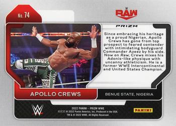 2022 Panini Prizm WWE - Silver #74 Apollo Crews Back