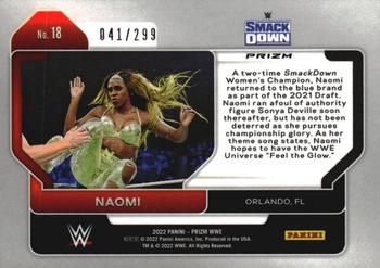 2022 Panini Prizm WWE - Red #18 Naomi Back