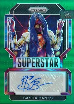 2022 Panini Prizm WWE - Superstar Autographs Green #SA-SBK Sasha Banks Front