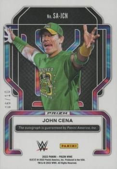 2022 Panini Prizm WWE - Superstar Autographs Green Pulsar #SA-JCN John Cena Back