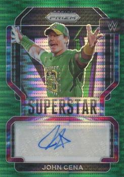 2022 Panini Prizm WWE - Superstar Autographs Green Pulsar #SA-JCN John Cena Front