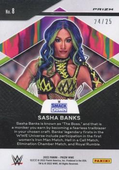 2022 Panini Prizm WWE - Fearless Green Pulsar #8 Sasha Banks Back