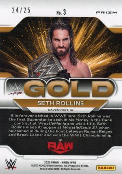 2022 Panini Prizm WWE - WWE Gold Mojo #3 Seth Rollins Back