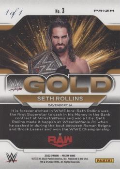 2022 Panini Prizm WWE - WWE Gold Black #3 Seth Rollins Back