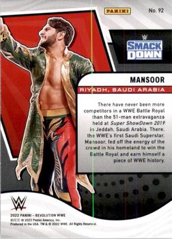 2022 Panini Revolution WWE #92 Mansoor Back