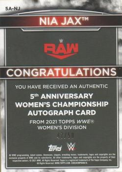 2021 Topps WWE Women's Division - 5th Anniversary Championship Autographs Green #5A-NJ Nia Jax Back