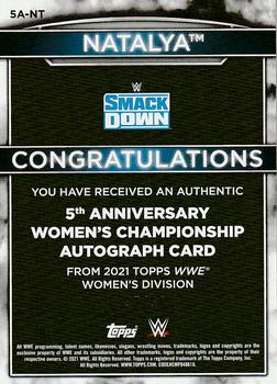 2021 Topps WWE Women's Division - 5th Anniversary Championship Autographs Green #5A-NT Natalya Back