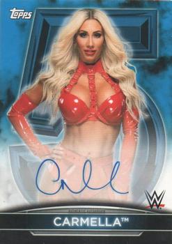 2021 Topps WWE Women's Division - 5th Anniversary Championship Autographs Blue #5A-CM Carmella Front