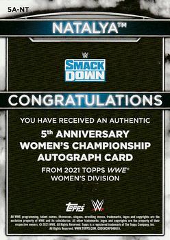 2021 Topps WWE Women's Division - 5th Anniversary Championship Autographs Blue #5A-NT Natalya Back