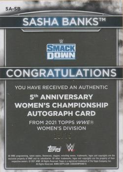 2021 Topps WWE Women's Division - 5th Anniversary Championship Autographs Orange #5A-SB Sasha Banks Back