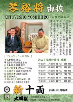 2022 BBM Sumo #72 Kotoyusho Yoshihiro Back