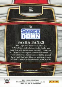 2022 Panini Select WWE #86 Sasha Banks Back