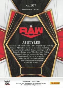 2022 Panini Select WWE #107 AJ Styles Back
