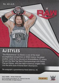 2022 Panini Revolution WWE - Autographs #AG-AJS AJ Styles Back