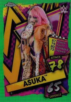 2021 Topps Chrome Slam Attax WWE - Green Refractors #9 Asuka Front