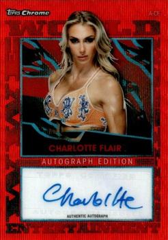 2021 Topps Chrome Slam Attax WWE - Autographs Red Wave Refractors #A-CF Charlotte Flair Front
