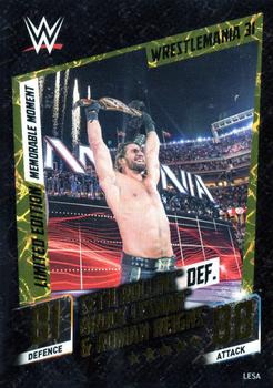2015 Topps Slam Attax WWE: Then Now & Forever - Limited Editions #LE-SA Seth Rollins def. Brock Lesnar & Roman Reigns Front