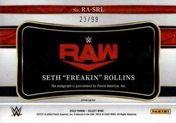 2022 Panini Select WWE - Ringside Action Signatures Red Prizms #RA-SRL Seth 