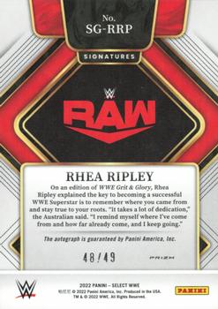 2022 Panini Select WWE - Signatures Blue Prizms #SG-RRP Rhea Ripley Back
