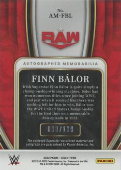 2022 Panini Select WWE - Autographed Memorabilia #AM-FBL Finn Balor Back