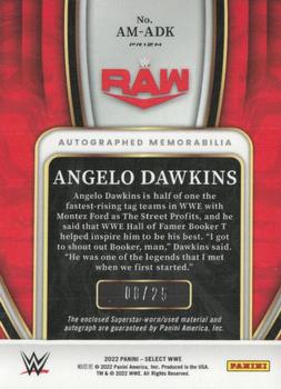 2022 Panini Select WWE - Autographed Memorabilia Tie-Dye Prizms #AM-ADK Angelo Dawkins Back