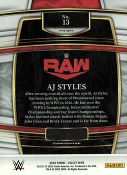 2022 Panini Select WWE - Orange Flash Prizms #13 AJ Styles Back