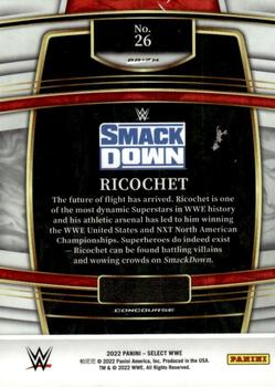 2022 Panini Select WWE - Silver Prizms #26 Ricochet Back