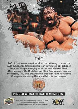 2022 Upper Deck AEW Match Dated Moments #15 PAC Back