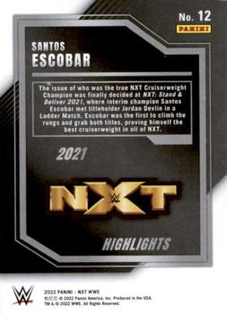 2022 Panini NXT 2.0 WWE - 2021 NXT Highlights Black #12 Santos Escobar Back