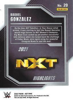 2022 Panini NXT 2.0 WWE - 2021 NXT Highlights Black #20 Raquel Rodriguez Back