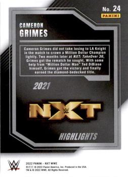 2022 Panini NXT 2.0 WWE - 2021 NXT Highlights Black #24 Cameron Grimes Back
