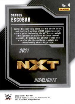2022 Panini NXT 2.0 WWE - 2021 NXT Highlights Black and Gold #4 Santos Escobar Back