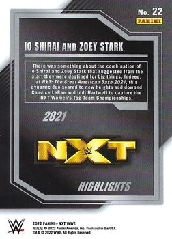 2022 Panini NXT 2.0 WWE - 2021 NXT Highlights Green #22 Io Shirai / Zoey Stark Back