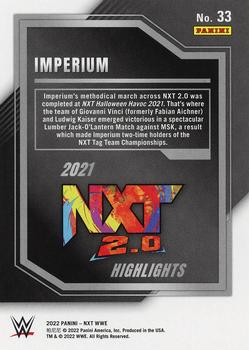 2022 Panini NXT 2.0 WWE - 2021 NXT Highlights Green #33 Fabian Aichner / Ludwig Kaiser Back