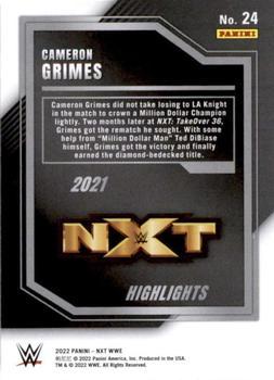 2022 Panini NXT 2.0 WWE - 2021 NXT Highlights Silver #24 Cameron Grimes Back
